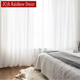 Rideau blanc voilages pour salon fenêtre Transparent Voile Tulle Cortinas mariage rideaux décor à la maison Voilage Firanka 230619