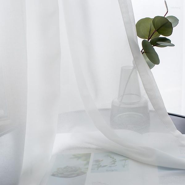 Rideau blanc Voile fil mousseline de soie Tulle rideaux pour salon cuisine chambre décoration de la maison fenêtre traitement