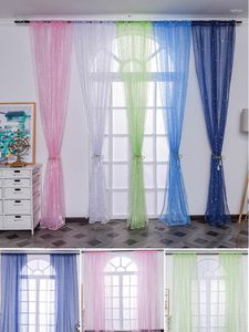 Gordijn wit glanzende Sliver -ster Tulle raamgordijnen voor woonkamer linnen keuken slaapkamer pure gordijnen blind huisdecoratie