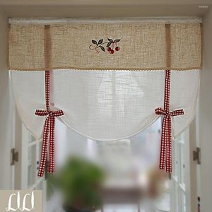 Rideau Blanc Doux Broderie Pull-up Intégré Café Ombrage Porte 0.8X1.2m