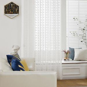 Rideau blanc fenêtre criblage gaze Tulle Drap transparent moderne en mousseline de soie solide panneau fleur motif pour salon décor à la maison D30