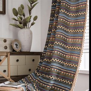 Rideau fenêtre occultant ferme Style Boho assombrissement drapé tringle poche bohème coton lin pour chambre décor à la maison