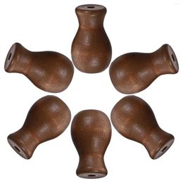 Boutons de cordon de store de fenêtre de rideau, accessoires vénitiens pendentifs en bois 6 pièces (marron)