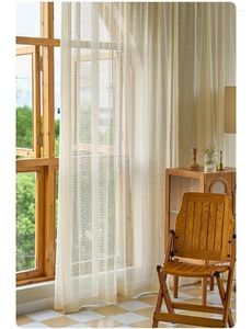 Rideau fenêtre en mousseline de soie Tulle pur Voile rideaux blanc balcon Transparent pour salon chambre 135WX240H (CM) dentelle Beige