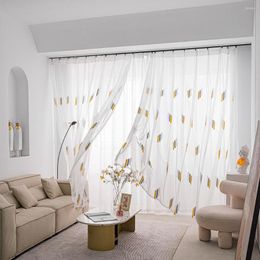 Gordijnraam gordijnen voor woonkamer slaapkamer Noordse minimalistische tule tarwe geborduurd garen modern pastoraal scherm baai wit