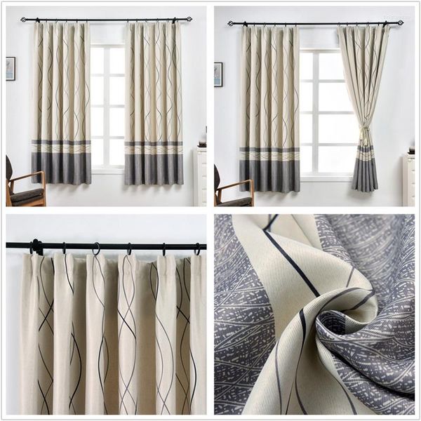 Rideau fenêtre rideaux pour salon Jinya maison imprimé Polyester isolation Beige gris oeillet haut court cuisine Est