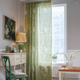 Rideau de fenêtre résistant à la décoloration, rideaux élégants à motif de feuilles avec glands pour la chambre à coucher de la maison