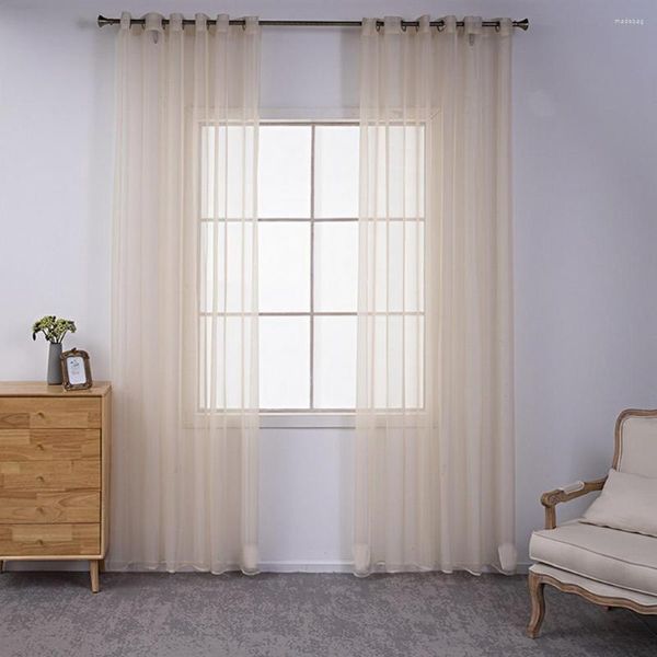 Cortina ventana gasa amplia aplicación Color sólido terileno fino tul cortinas llamativos accesorios de dormitorio