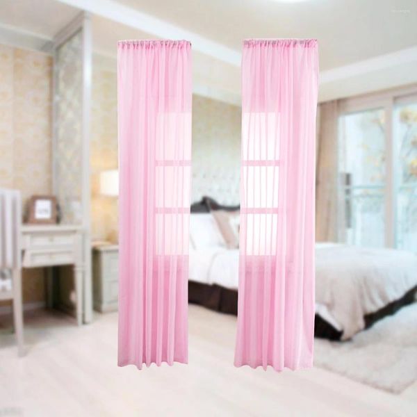 Rideau fenêtre panneaux de Voile oeillet draperie tringle poche pour la maison salon chambre 100X200cm Tulle