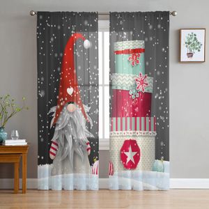 Rideau d'hiver Gnome cadeau flocon de neige boule de noël Voile rideaux transparents salon Tulle fenêtre rideau chambre rideaux décor à la maison 231013