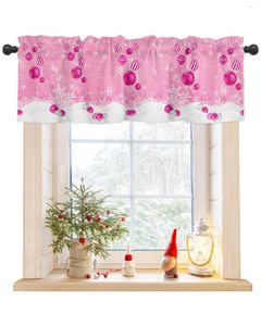 Rideau d'hiver rose boule de noël flocon de neige, pour fenêtre de cuisine, décoration de la maison, court salon chambre à coucher, petites Cortinas