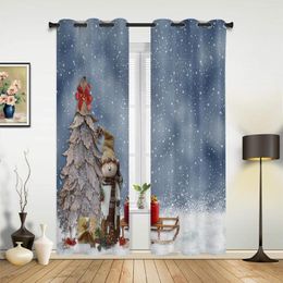 Gordijn Winter Thema Sneeuwpop Kerstboom Hal Gordijnen Voor Woonkamer Keuken Jongen Meisje Slaapkamer Lange Raam Home Decor