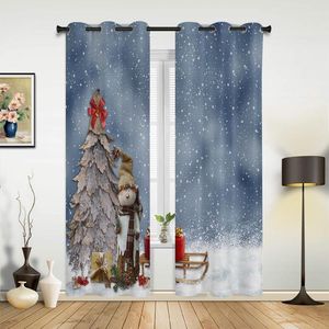Rideau hiver thème bonhomme de neige arbre de noël Hall rideaux pour salon cuisine garçon fille chambre longue fenêtre décor à la maison