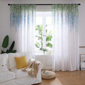 Rideau Wisteria Floral Tulle Rideaux Pour Salon Imprimé Sheer Voile Chambre Fenêtre Screening Rideaux Stores Décor À La Maison