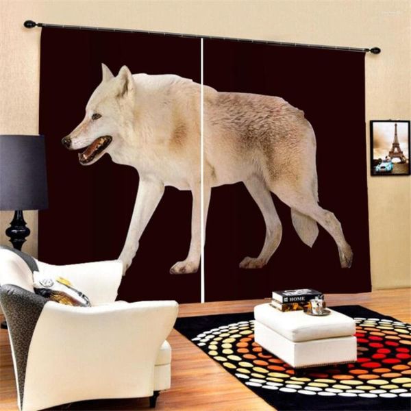 Rideau loup imprimé animaux décor chambre assombrissement rideaux 3D fenêtre rideaux pour salon chambre 2 panneaux ensemble noir luxe