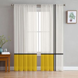 Rideau jaune lignes géométriques abstraites Tulle voilages décoratifs pour salon chambre cuisine El fenêtres panneaux
