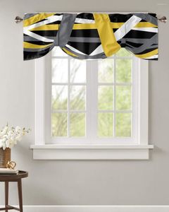 Rideau jaune gris lignes géométriques abstrait cuisine cantonnière fenêtre pour salon chambre attacher
