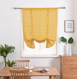 Rideaux Piaid jaunes, draperies de fenêtre de Style américain, en coton et lin, décor de cuisine et de campagne pour salon