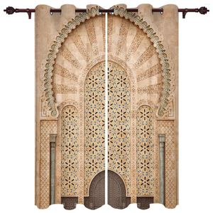 Rideau jaune mur porte maroc fenêtre moderne Style européen rideaux pour chambre salon toile de fond