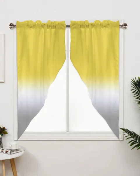 Cortina amarillo blanco degradado Color ventana tratamientos cortinas para sala de estar dormitorio decoración del hogar Triangular