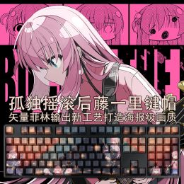 Rideaux 108 touches Pbt colorant Subbed Keycaps dessin animé Anime Gaming Key Caps Bocchi the Rock Hitori Gotoh rétro-éclairé Keycap pour disposition Ansi