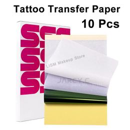 Gordijnen 10 stks tattoo overdracht papier spirit tattoo stencil kopieer koolstof thermisch papier bladeren tattoo leveren a4 papier maat accessoires