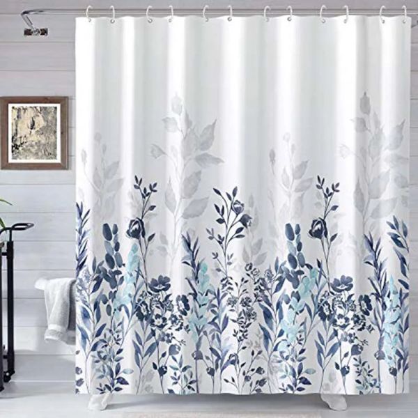 Cortinas 2023, nueva cortina de baño impermeable de poliéster Simple, venta al por mayor, cortina de bosque para inodoro, cortina de baño impermeable