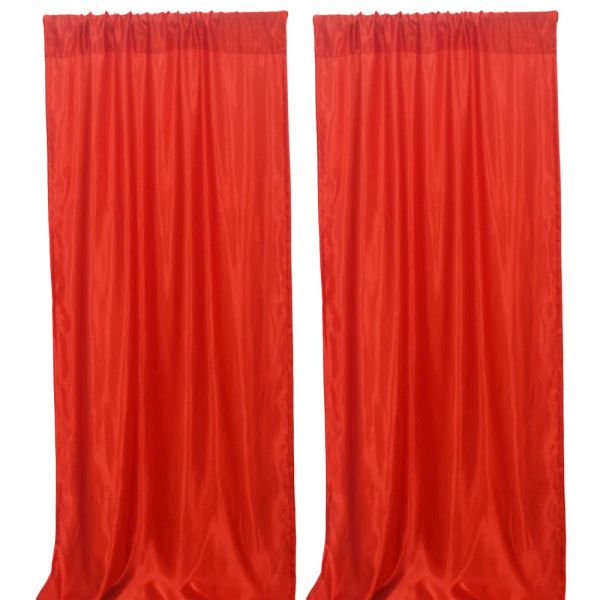 Cortinas 2 uds, cortina de fondo de satén colorido para decoración del banquete de boda de Navidad, bolsillos para varillas, cortinas para ventana del hogar, cortinas para sala de estar