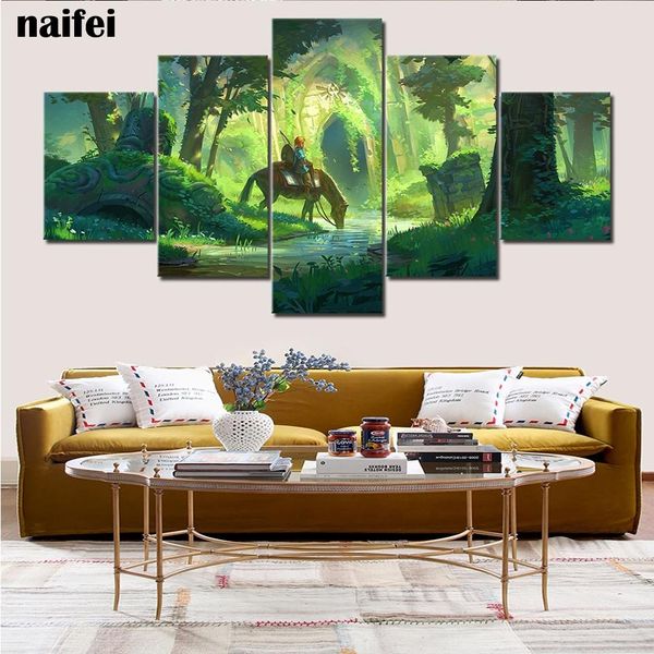 Rideaux 5 pièces bricolage Diamant peinture Zelda jeu vidéo affiche 5d plein forage Diamant broderie mosaïque croix à la main décor à la maison