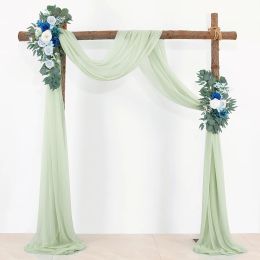 Rideaux 50 * 570 cm Tulle drapé rideau arc de mariage drapé en mousseline de soie pure cérémonie réception draperie toile de fond fête Swag suspendus décor