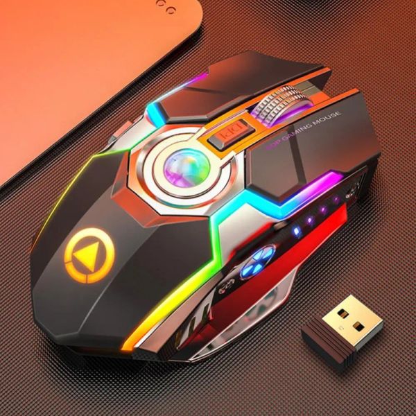 Cortinas A5 Gaming inalámbrico Mouse 2.4G USB 7BUTTONS 1600DPI RGB RECUESO RECUESO GAMER RECHOLENTE MUDAD MUTE MUTE MUTE para laptop de PC