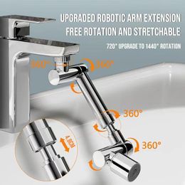 Rideaux en alliage universel à rotation de 1440 °, aérateur de robinet, bras robotique rétractable, Extension de robinet pivotant, accessoire de cuisine, extension de robinet 2flow