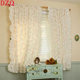 Rideaux American idyllic Doubleyerer dentelle en dentelle et fleurs rideaux de tissu salon beige fenêtre à volants rideaux de rideau # A327