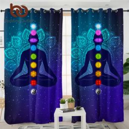 Gordijnen BeddengoedOutlet Hippie 7Chakra Gordijn Zen Meditatie Verduisteringsgordijn Kleurrijke Mandala Bloem Luxe Gordijn Psychedelische rideaux