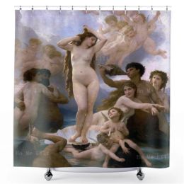 Gordijnen Geboorte van Venus Renaissance Art Mythologie Decor Sandro Botticelli Schilderij Boho Polyester Farbic Douchegordijn Voor Home Decor