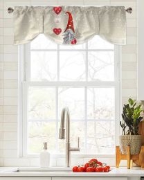 Cortinas Navidad Gnomo copo de nieve amor corazón ventana cortina sala de estar cocina gabinete Tieup cenefa cortina varilla bolsillo cenefa