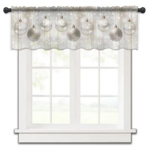 Rideaux Lumières de Noël et flocons de neige, petit rideau de fenêtre en Tulle transparent, court, pour chambre à coucher, salon, décoration de la maison, rideaux en Voile