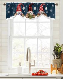Cortinas Navidad copo de nieve Gnomo ventana cortina sala de estar cocina gabinete Tieup cenefa cortina varilla bolsillo cenefa