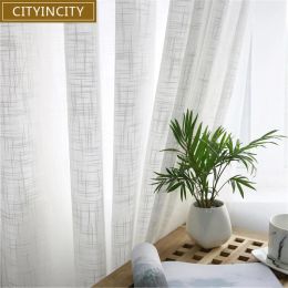 Rideaux CITYINCITY Tulle rideaux américains pour salon doux blanc Voile solide Rural Tulle rideau pour chambre prêt à l'emploi rideau