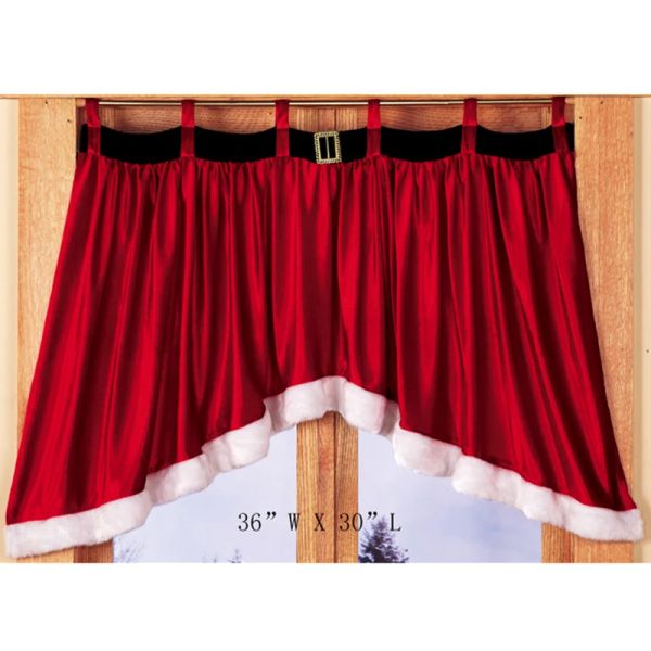 Cortinas creativas de terciopelo denso rojo, cortinas decorativas navideñas, estilo superior con pestaña para ventana, puerta de armario de cocina