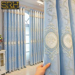 Rideaux Rideaux personnalisés pour salon salle à manger chambre luxe européen double couche tissu gaze broderie intégrée décor occultant