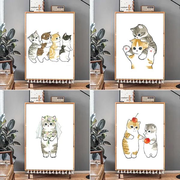 Rideaux armoire mignonne chats courts courts de dessin animé animal halfurtain couvercle étanche pour la chaussure de rangement de cuisine