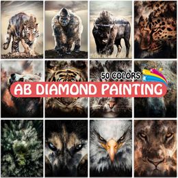 Rideaux peinture diamant Ab Animal tigre léopard aigle, perceuse complète orang-outan serpent broderie croix 5d mosaïque décor de maison