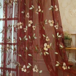 Rideaux brodés rideaux transparents pour salon fenêtre Tulle rideaux pour chambre luxe Floral Cortinas sur mesure