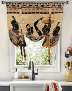 Rideaux Style ethnique femmes africaines femmes noires rideau de fenêtre pour salon décor à la maison stores rideaux cuisine Tieup rideaux courts