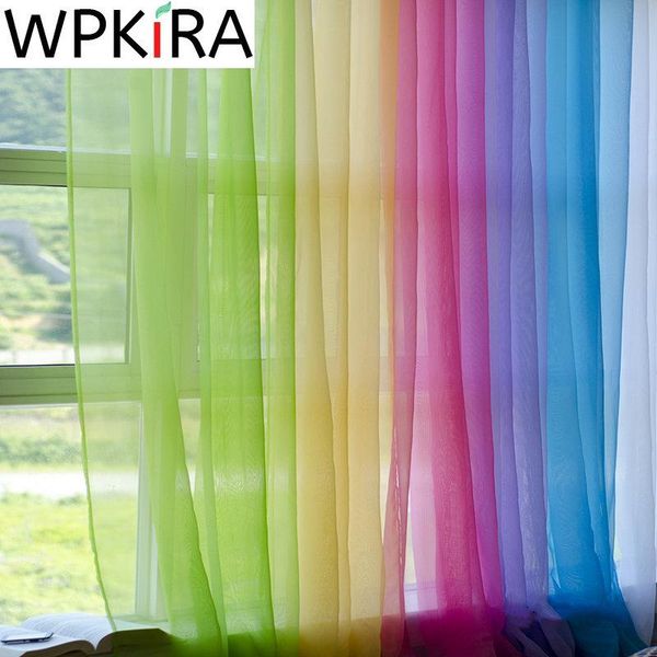 Rideaux Style européen américain multicolore pure rideau baie fenêtre criblage solide porte rideaux drapé panneau Tulle pour salon