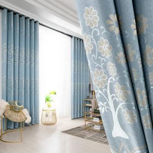 Gordijnen Europese verduisterende stoffen gordijnen voor woonkamer tule slaapkamer linnen jacquard pure eenvoudige verse fortuin boom print woondecoratie