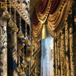 Rideaux style européen palais de luxe double couche épaisse Chenille rideaux occultants pour salon chambre villas personnalisés en Lu