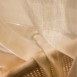 Rideaux français doré étincelant fil doré rêve rideaux de gaze translucide pour salon blanc brillant Texture Tulle transparent pour chambre à coucher