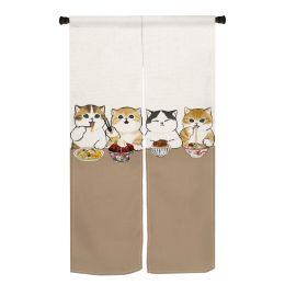 Curtains Funny Cute Cat Door Curtain Noren Living Room Bedroom Partition Curtains Drapes Kitchen Entrance Hanging HalfCurtains